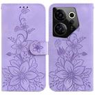 For Tecno Camon 20 Premier 5G Lily Embossed Leather Phone Case(Purple) - 1