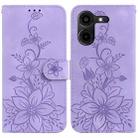 For Tecno Pova 5 Pro Lily Embossed Leather Phone Case(Purple) - 1