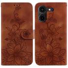 For Tecno Pova 5 Pro Lily Embossed Leather Phone Case(Brown) - 1