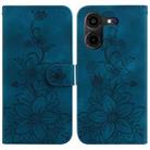 For Tecno Pova 5 Pro Lily Embossed Leather Phone Case(Dark Blue) - 1