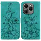 For Tecno Spark 20 Lily Embossed Leather Phone Case(Green) - 1