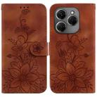 For Tecno Spark 20 Lily Embossed Leather Phone Case(Brown) - 1