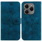 For Tecno Spark 20 Lily Embossed Leather Phone Case(Dark Blue) - 1