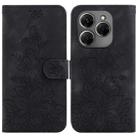 For Tecno Spark 20 Lily Embossed Leather Phone Case(Black) - 1