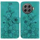 For Tecno Spark 20 Pro+ 4G Lily Embossed Leather Phone Case(Green) - 1