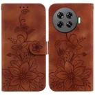 For Tecno Spark 20 Pro+ 4G Lily Embossed Leather Phone Case(Brown) - 1