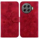 For Tecno Spark 20 Pro+ 4G Lily Embossed Leather Phone Case(Red) - 1