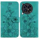 For Tecno Camon 30 Premier 5G Lily Embossed Leather Phone Case(Green) - 1