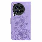 For Tecno Camon 30 Premier 5G Lily Embossed Leather Phone Case(Purple) - 3