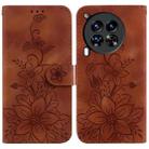 For Tecno Camon 30 Premier 5G Lily Embossed Leather Phone Case(Brown) - 1