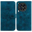For Tecno Camon 30 Premier 5G Lily Embossed Leather Phone Case(Dark Blue) - 1
