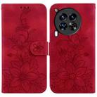 For Tecno Camon 30 Premier 5G Lily Embossed Leather Phone Case(Red) - 1