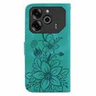 For Tecno Pova 6 5G / 6 Pro 5G Lily Embossed Leather Phone Case(Green) - 3