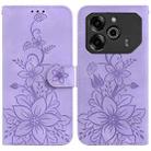 For Tecno Pova 6 5G / 6 Pro 5G Lily Embossed Leather Phone Case(Purple) - 1