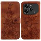 For Tecno Pova 6 5G / 6 Pro 5G Lily Embossed Leather Phone Case(Brown) - 1