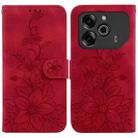 For Tecno Pova 6 5G / 6 Pro 5G Lily Embossed Leather Phone Case(Red) - 1