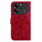 For Tecno Pova 6 5G / 6 Pro 5G Lily Embossed Leather Phone Case(Red) - 3