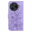 For Tecno Camon 30 Pro 5G / CL8 Lily Embossed Leather Phone Case(Purple) - 3