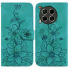 For Tecno Camon 30 4G / 5G / CL6 / CL7 Lily Embossed Leather Phone Case(Green) - 1