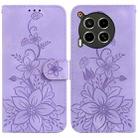 For Tecno Camon 30 4G / 5G / CL6 / CL7 Lily Embossed Leather Phone Case(Purple) - 1