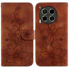 For Tecno Camon 30 4G / 5G / CL6 / CL7 Lily Embossed Leather Phone Case(Brown) - 1