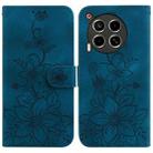 For Tecno Camon 30 4G / 5G / CL6 / CL7 Lily Embossed Leather Phone Case(Dark Blue) - 1