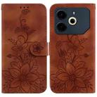 For Tecno Pova 6 Neo Lily Embossed Leather Phone Case(Brown) - 1