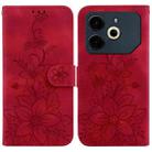 For Tecno Pova 6 Neo Lily Embossed Leather Phone Case(Red) - 1