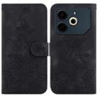 For Tecno Pova 6 Neo Lily Embossed Leather Phone Case(Black) - 1