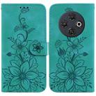 For Tecno Spark 30C Lily Embossed Leather Phone Case(Green) - 1