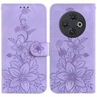 For Tecno Spark 30C Lily Embossed Leather Phone Case(Purple) - 1
