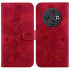 For Tecno Spark 30C Lily Embossed Leather Phone Case(Red) - 1