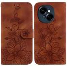 For Tecno Spark Go 1 / Pop 9 Pro Lily Embossed Leather Phone Case(Brown) - 1