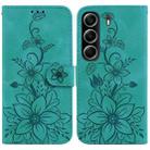 For Tecno Camon 40 Lily Embossed Leather Phone Case(Green) - 1