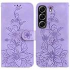 For Tecno Camon 40 Lily Embossed Leather Phone Case(Purple) - 1