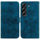 For Tecno Camon 40 Lily Embossed Leather Phone Case(Dark Blue) - 1