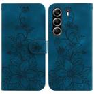 For Tecno Camon 40 Pro 4G Lily Embossed Leather Phone Case(Dark Blue) - 1