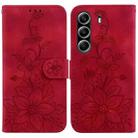 For Tecno Camon 40 Pro 4G Lily Embossed Leather Phone Case(Red) - 1
