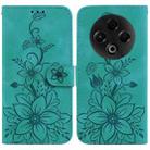 For Tecno Spark 30 4G Lily Embossed Leather Phone Case(Green) - 1