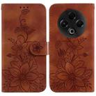 For Tecno Spark 30 4G Lily Embossed Leather Phone Case(Brown) - 1