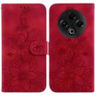 For Tecno Spark 30 4G Lily Embossed Leather Phone Case(Red) - 1