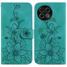 For Tecno Spark 30 Pro Lily Embossed Leather Phone Case(Green) - 1