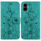 For Tecno Pop 10 / Spark Go 2 4G Lily Embossed Leather Phone Case(Green) - 1