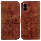 For Tecno Pop 10 / Spark Go 2 4G Lily Embossed Leather Phone Case(Brown) - 1