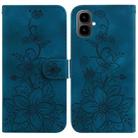 For Tecno Pop 10 / Spark Go 2 4G Lily Embossed Leather Phone Case(Dark Blue) - 1