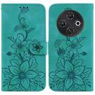 For Tecno Pop 9 5G / Spark 30C 5G Lily Embossed Leather Phone Case(Green) - 1