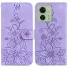 For Motorola Edge 40 Lily Embossed Leather Phone Case(Purple) - 1