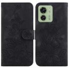 For Motorola Edge 40 Lily Embossed Leather Phone Case(Black) - 1