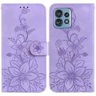 For Motorola Edge 40 Pro Lily Embossed Leather Phone Case(Purple) - 1