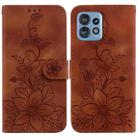 For Motorola Edge 40 Pro Lily Embossed Leather Phone Case(Brown) - 1